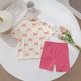 thumbnail image 7 of FYDUU Tween Girls Clothes 2 Piece Summer Outfits Bow Print Short Sleeve T Shirts Tops And Shorts Set Casual Comfortable Fashion Girl Clothes 9-10 Years, 7 of 7