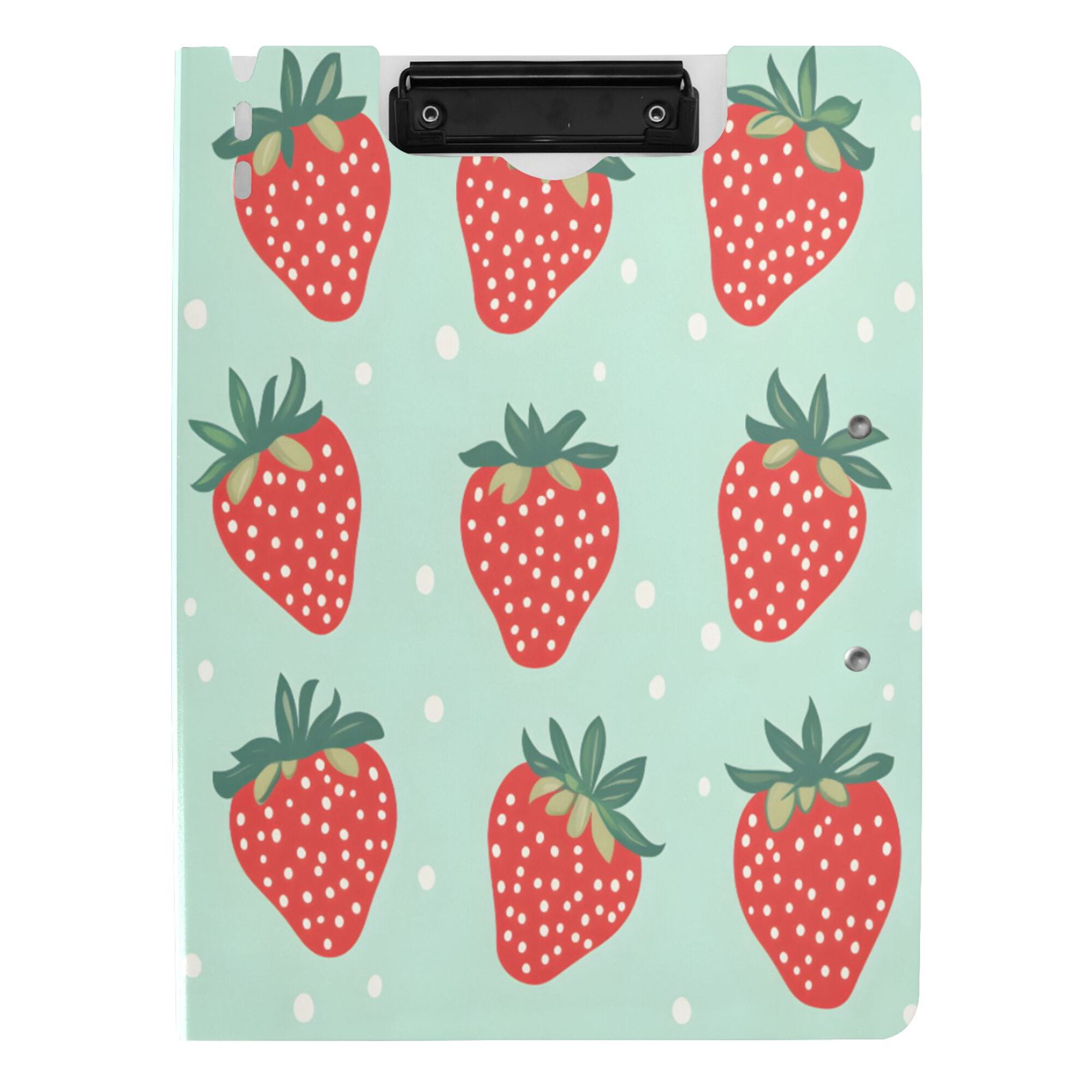 FORMRS A4 Clipboard Folder with Pen Holder Horizontal Foldable School Office Binder, Red Strawberry