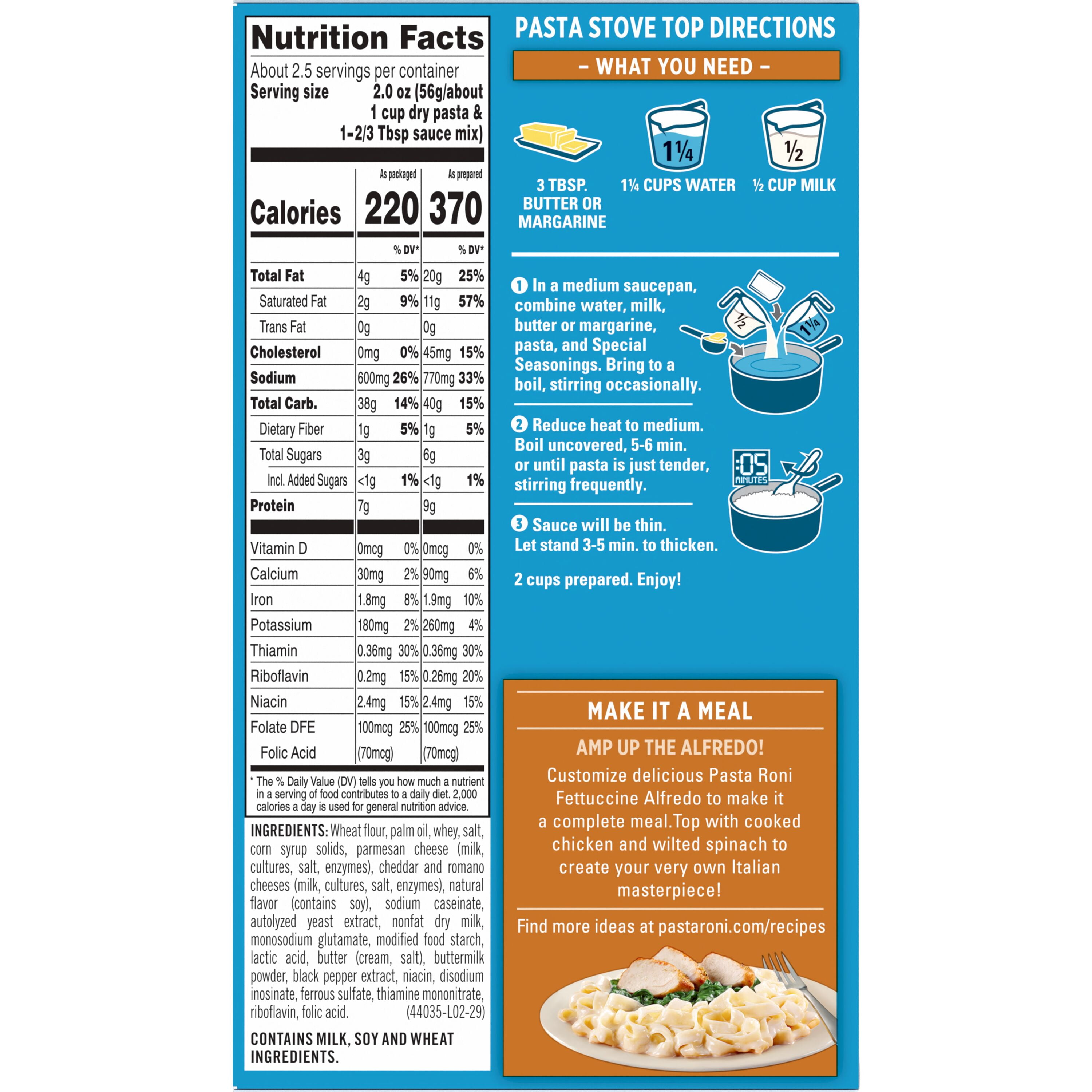 Pasta Roni Fettuccine Alfredo, 4.7 oz Box