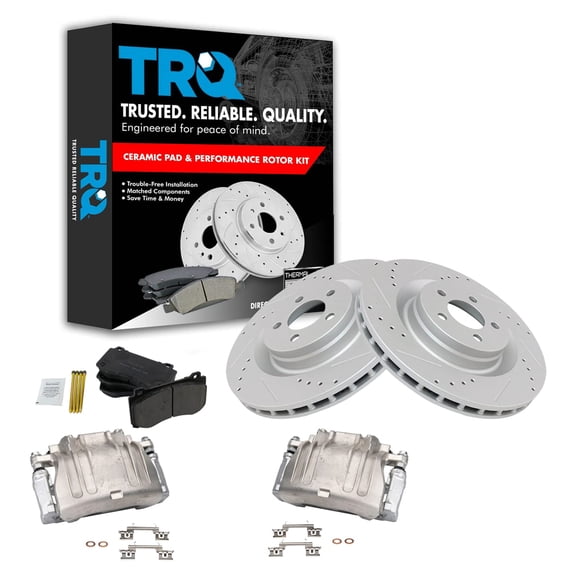 TRQ Front Brake Calipers Ceramic Pads & Drilled Rotors Fits Challenger Charger BKA26120 Fits select: 2009-2011 DODGE CHALLENGER SRT-8, 2006-2010 DODGE CHARGER SRT-8