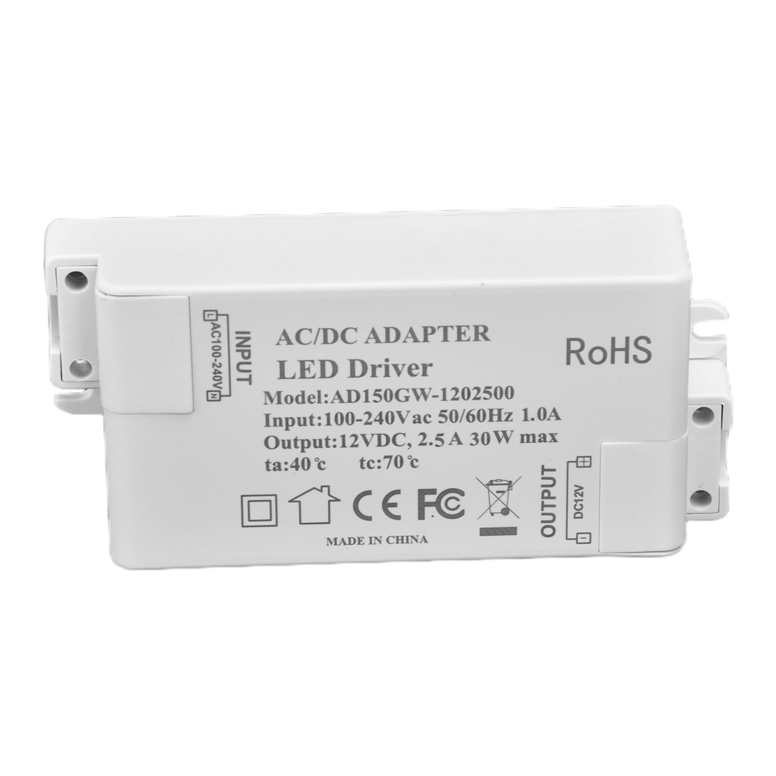 12V LED Driver Transformer 30W 2.5A, LED DC Power Supply, 240 to 12