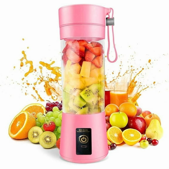 Rollbacks & More Portable Blender Mini for Shakes and Smoothies Rechargeable USB 380Ml Traveling Fruit Juicer Cup with 6 Blades