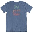 thumbnail image 1 of Joy Peace Love T-Shirt Gift for Mom, Dad, Grandma, Grandpa, Men and Women Heather Navy, 1 of 8
