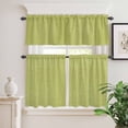 thumbnail image 2 of 3 Piece Kitchen Curtains and Valances Set Vintage Fruit Green Cafe Curtains 36 Inch Length Farmhouse Retro Solid Color Linen Texture Valance & Tier Curtain for Living Room Bedroom 54"x18"+27"x36"*2, 2 of 6