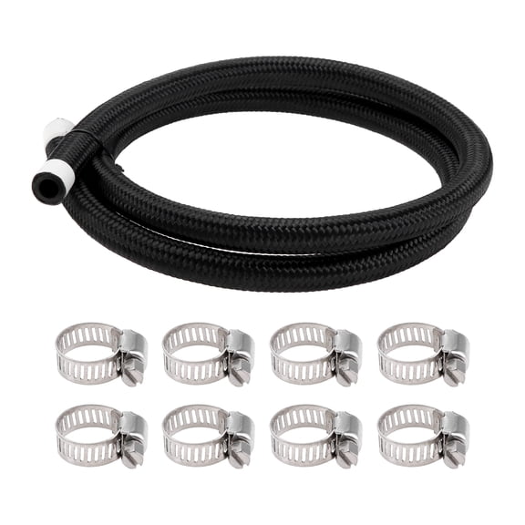 Unique Bargains 3/8" Fuel Line Kit 4ft Vacuum Hose Automotive Fuel Hose with 8 Clamps 1 Set