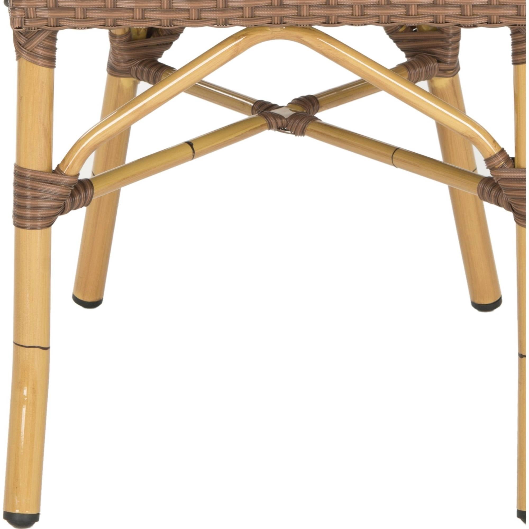Safavieh Barrow Wicker Indoor-Outdoor Stacking Side Chair, Brown, Set of 2