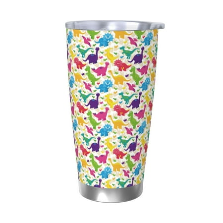 

Vsdgher Colorful Dinosaurs 20 Oz Stainless Steel Vacuum Insulated Travel Mug Coffee Cup for Home Office Outdoor Works Great for Ice Drinks and Hot Beverage -Without Straw