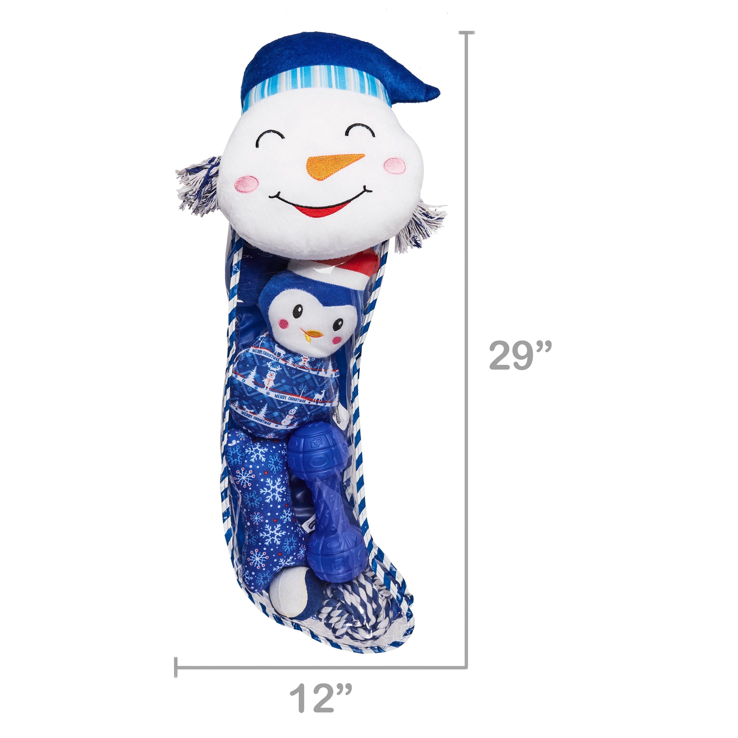 Holiday Time Dog Toy Stocking, Small, Blue