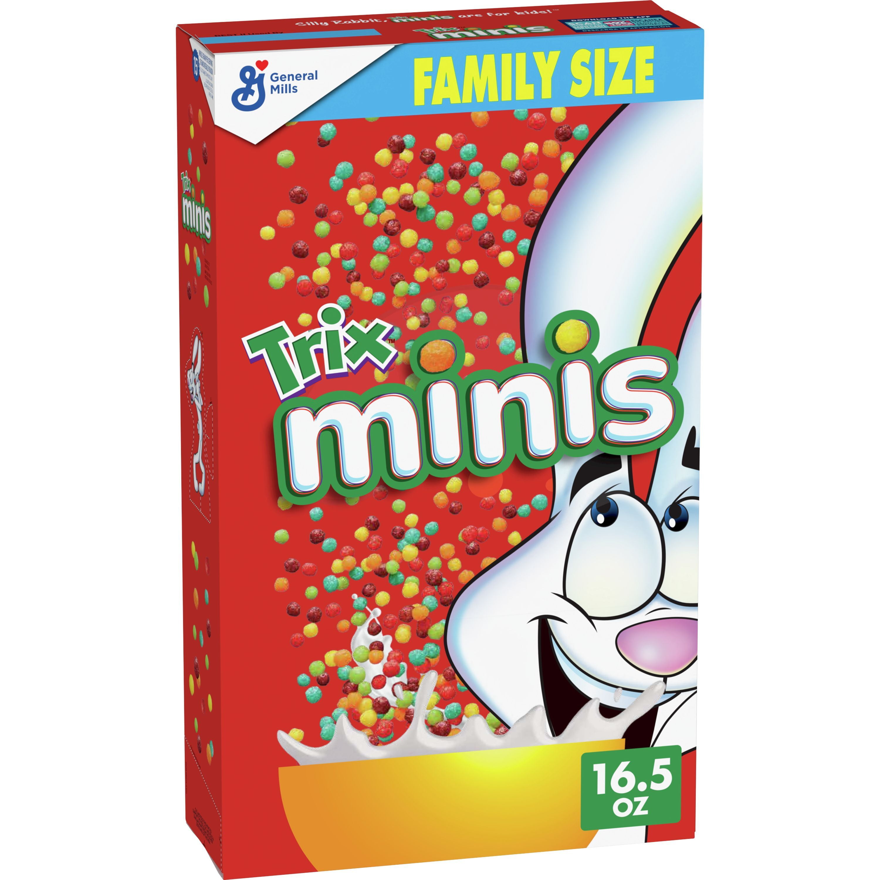 Trix Minis Fruity Mini Corn Puff Breakfast Cereal, Family Size, 16.5 OZ