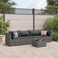thumbnail image 1 of vidaXL 5 Piece Garden Lounge Set with Cushions Grey Poly Rattan, 1 of 5