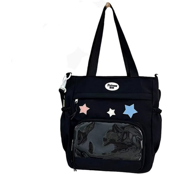 Cute Star Messenger Bag Y2k Aesthetic Crossbody Bag with Multi Pockets Kawaii Shoulder Tote Bag Large Hobo Crossbody Bag