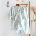 thumbnail image 2 of 2024 new seven-sleeve Japanese-style kimono pajamas set female spring and autumn 100% cotton gauze home clothes cute sweet two-p, 2 of 4