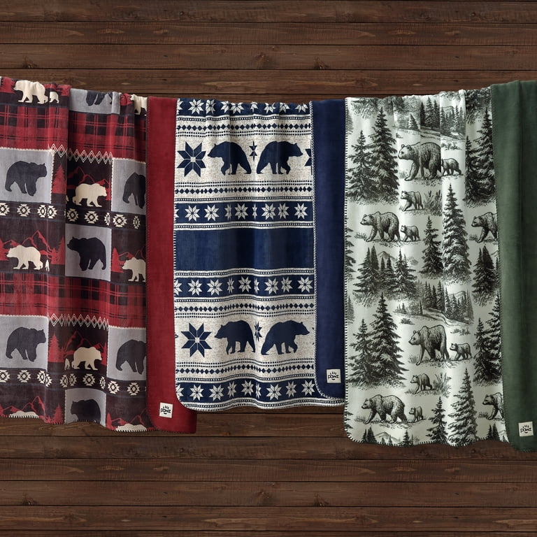 Pawz Oversized Plush Throw Blanket 50x72 Red Bears photo 6