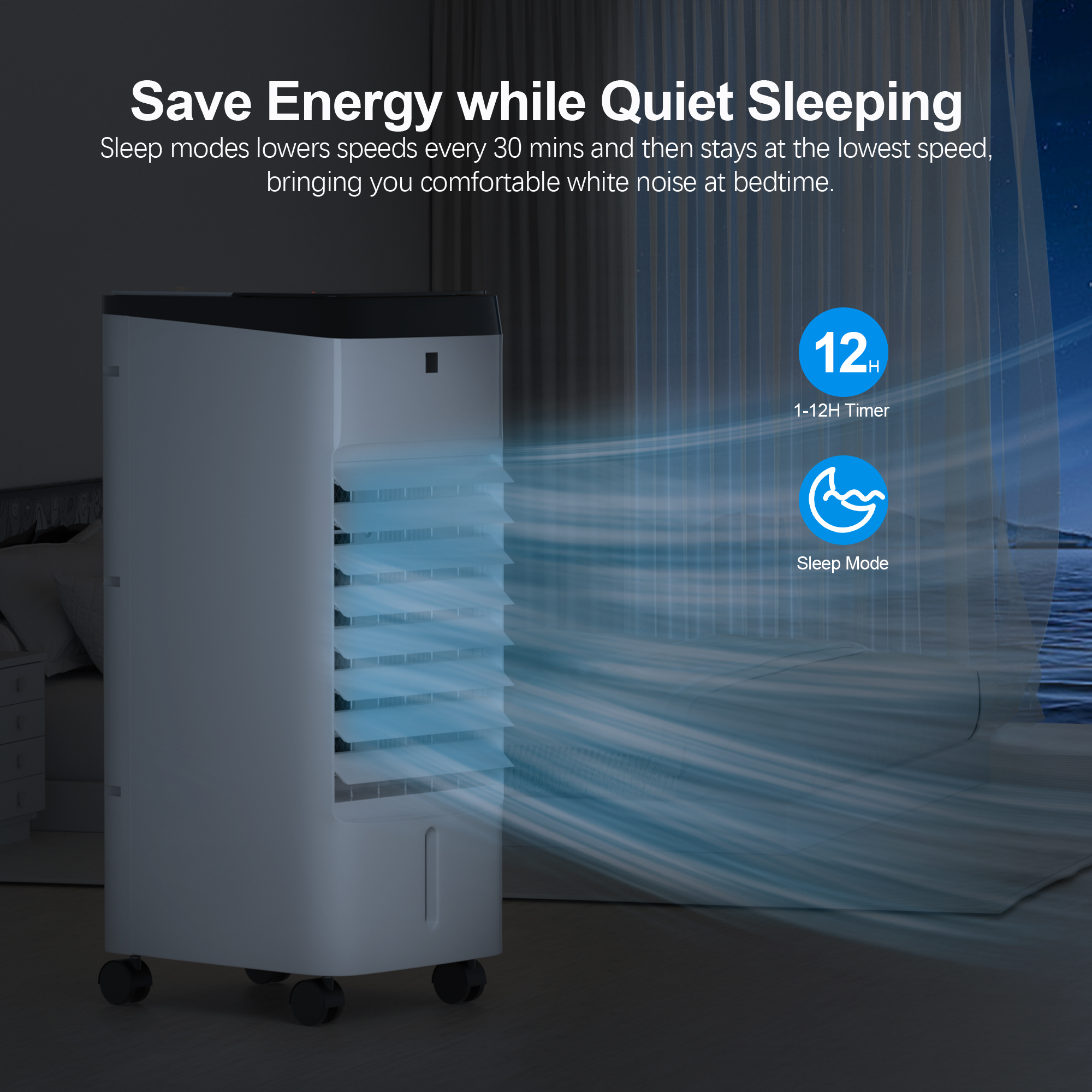 UTHFY 3 Speed 3-in-1 Remote Evaporative Air Cooler for 450 sq ft, White