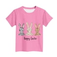 thumbnail image 5 of Blusas y camisas de manga corta con cuello redondo Camiseta estampada de manga corta de Pascua para niños Cuello redondo Manga corta Casual Versátil Para niñas Niños Top de poliéster, 5 of 5