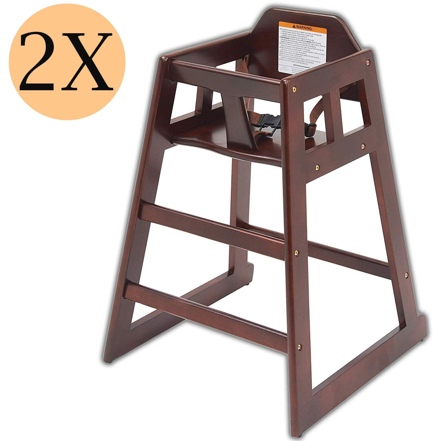 High Chair Kids Mahogany WoodenCommercial Kitchen Restaurant Supply Booster... 