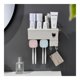 thumbnail image 3 of Estante de baño para montaje en pared, exprimidor automático de pasta de dientes, caja de almacenamiento, color blanco, 2 tazas =, 3 of 5