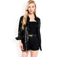 thumbnail image 4 of Women's Sequin Button-Down Shirt Dress with Long Sleeves - Large, Black, 4 of 7