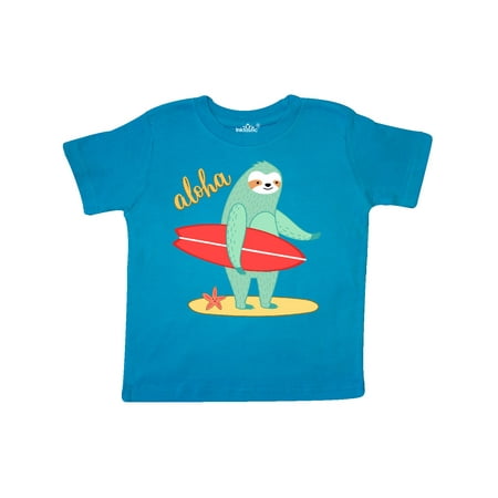 

Inktastic Beach Sloth Surfing Aloha Gift Toddler Boy or Toddler Girl T-Shirt