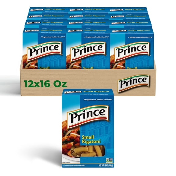 Prince Small Rigatoni Pasta – Classic Ridged Tube Pasta for Hearty Sauces (12-Pack, 16 oz Each) – A short, ridged pasta perfect for holding thick sauces, baked dishes, and pasta salads.