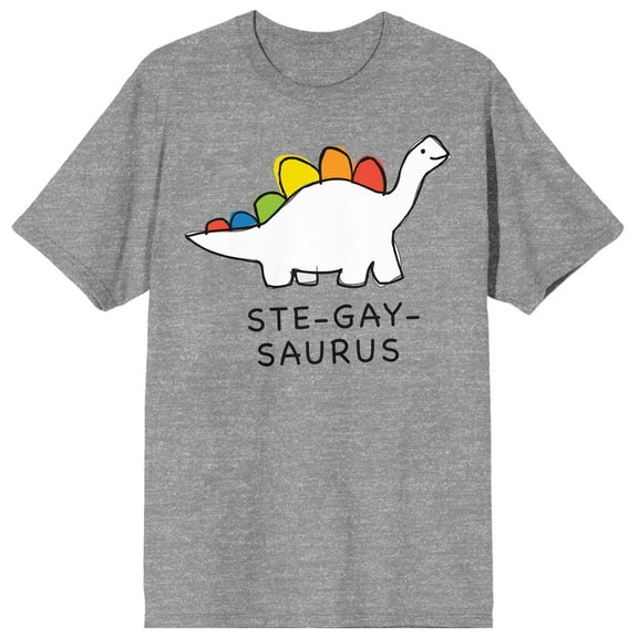 Pride Ste-Gay-Saurus Men's Gray Heather T-shirt
-XL