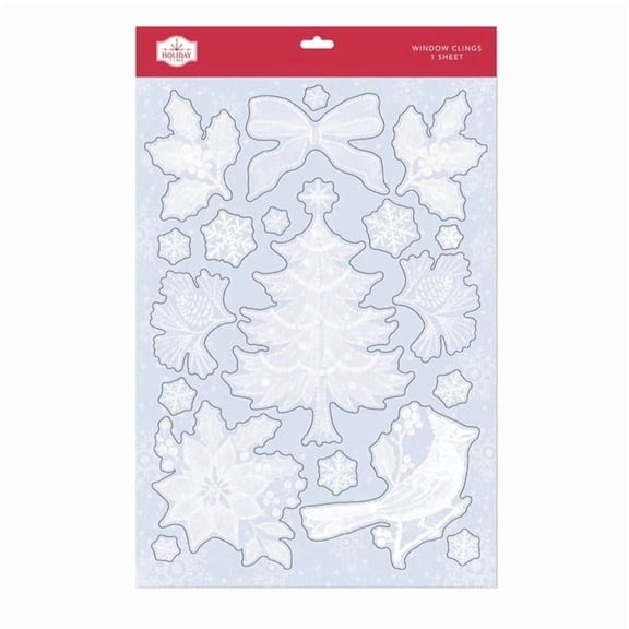 Winter Glitter Christmas Window Clings, White, 10.8" x 16.8", by Holiday Time