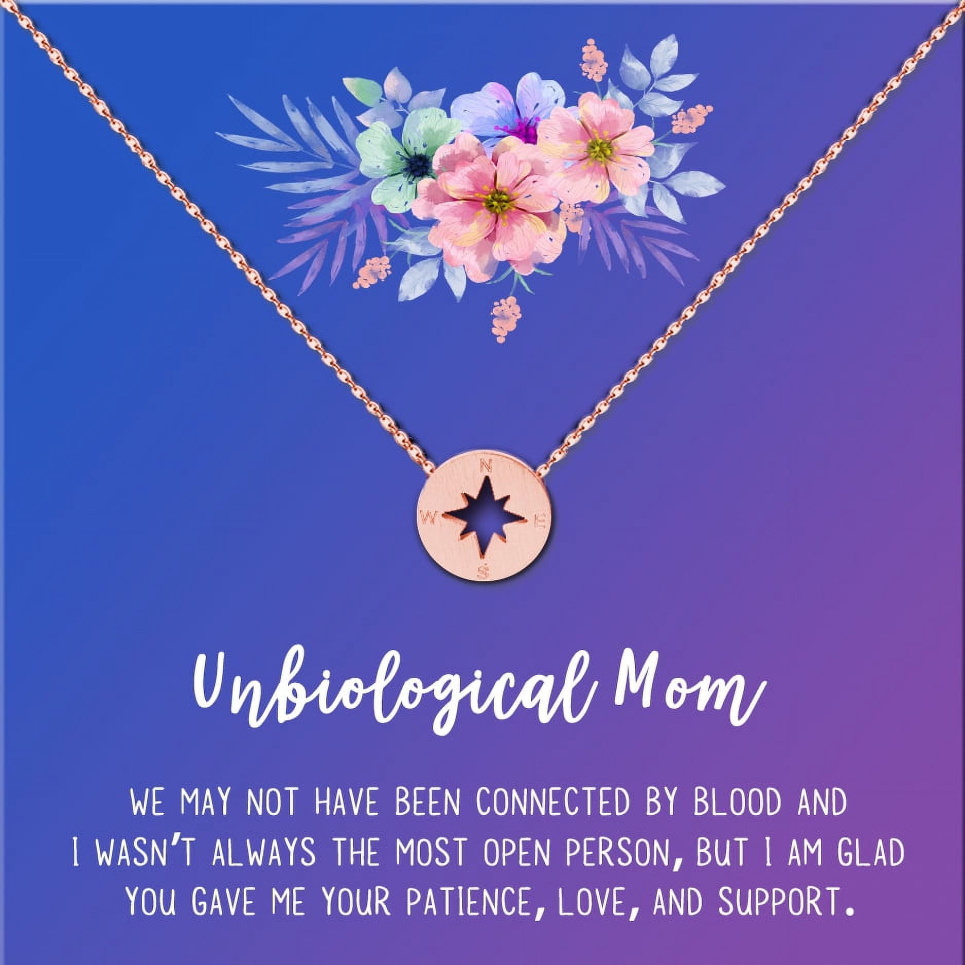 Unbiological Mom Mother's Day Gift for Mom, Mother in Law Gift, Mother's Day Gift Box, Mother's Day Gift Idea, Gift for Mom, Jewelry For Mother[Rose Gold Compass,Blue-Purple Gradient]