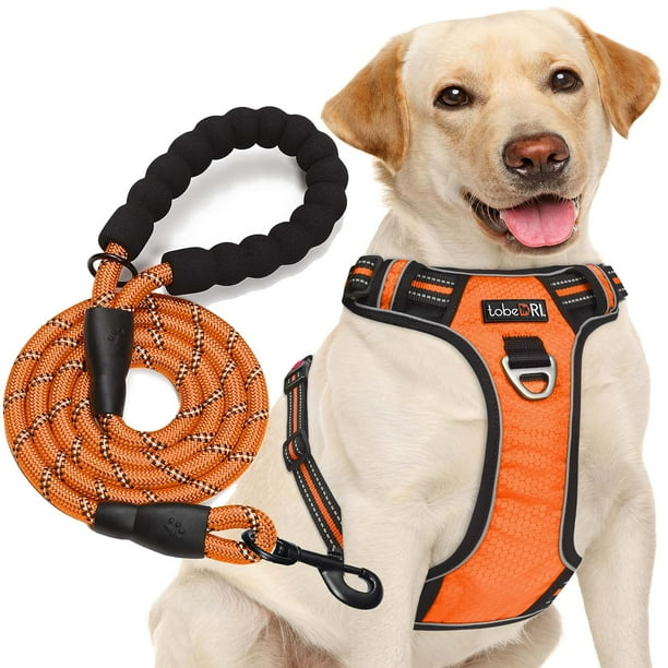 Arnés para perros TobedRi, ajustable, reflectante, sin tirones, color naranja L