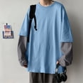 thumbnail image 2 of T Shirts for Men Casual Tops Winter Fall Long Sleeve Fashion Simple Fake Two Piece Pullover Round Neck Bottoming Shirt T-shirt Top, 2 of 5
