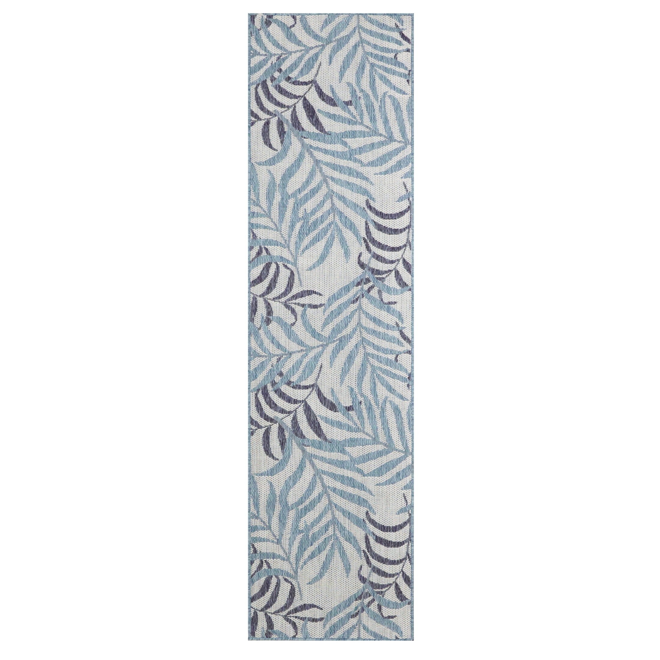 Nourison Garden Oasis 2' x 8' Blue Tropical Rug