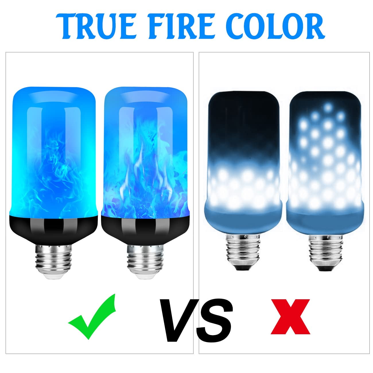 GKcity Upgraded LED Flame Light Bulb, 4 Modes Fire Flame Light Bulbs with Upside Down Effect, E26 Base Flickering Light Bulbs for Halloween, Party, Outdoor, Indoor, Halloween Decor (2 Pack)