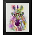 thumbnail image 2 of Fab Funky 12x14 Black Modern Framed Museum Art Print Titled - Zebra Rainbow Splash 1, 2 of 5