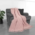 thumbnail image 4 of Kathy Ireland Oversized Chenille Polyester Fringed Basket Throw - Blush - 50” X 70”, 4 of 6