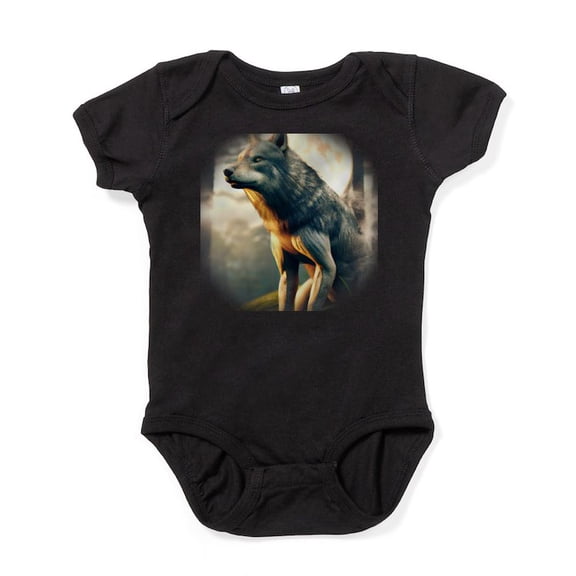 CafePress - Wolf Howling At The Full Moon Portrait Body Suit - Cute Infant Bodysuit Baby Romper - Size Newborn - 24 Months