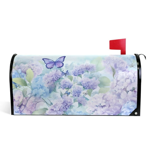 Ryvnso Mailbox Cover Butterfly in Flowers Magnetic Mailbox Wrap Standard Size 21x18 Inch