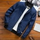 thumbnail image 3 of Chaquetas Hanzidakd para hombre, abrigos de invierno y otoño, manga larga, color liso, cuello alto, bolsillo con cremallera completa, ligeras, gabardinas holgadas, cárdigan informal, tops, azul 3XL, 3 of 3