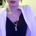 thumbnail image 3 of Collier en couches Collier pendentif croix de mode créative Collier de charme de lapin, 3 of 10