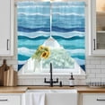 thumbnail image 4 of Ocean Beach Kitchen Window Curtains, Swag Curtains Valance for Bedroom Living Room Bathroom, Modern Blue Coastal Wave Oil Painting Art Rod Pocket Window Curtain Block Drapes 2 Panels 28"x36", 4 of 9