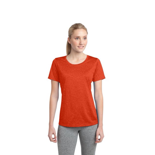 Sport-Tek T-Shirt Col Rond pour Femmes, Orange Profond Chiné, XXXX-grand
