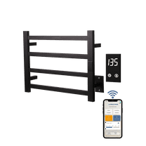 Topdattion Smart Wireless Electric Towel Warmer | Blade Thin 4 Bar Design | Matte Black