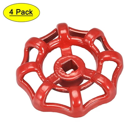 

Uxcell Square Broach 6x6mm Wheel 51mm Metal Faucet Round Wheel Handle Red 4 Pack