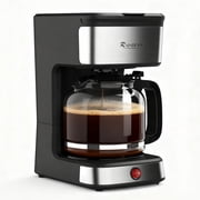 15-Cup Drip Coffee Maker, Home/Office Coffee Brewing Machine with Removable Filter, Glass Carafe and Heated Base, Black & Stainless Steel