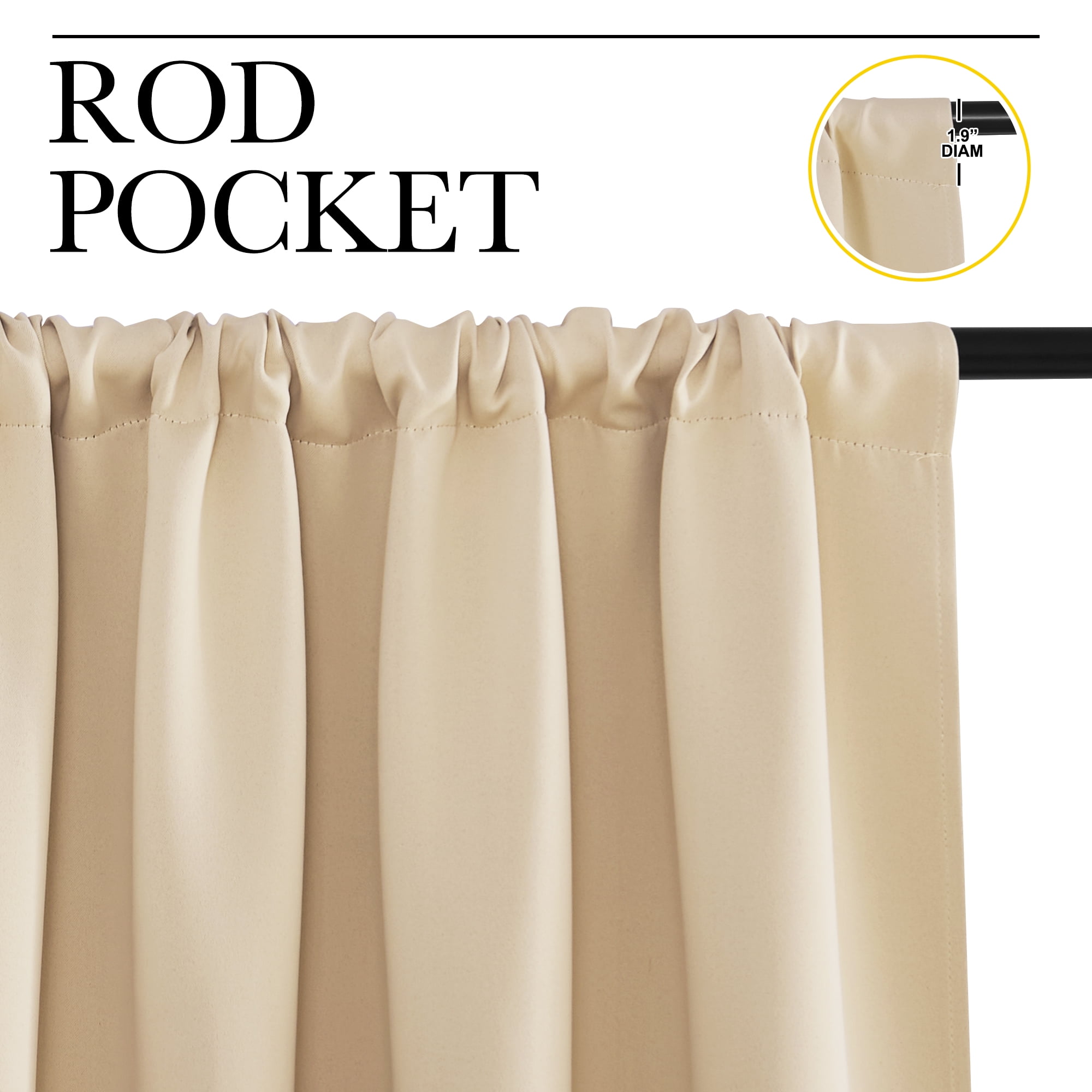 NICETOWN Room Darkening Curtains 63 inch Length for Bedroom Rod Pocket Thermal Insulated Curtains Dr(图4)