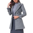 thumbnail image 4 of INSPIRE CHIC Women's Winter Coat Notched Lapel Collar Double Breasted Elegant Office Work Outerwear Trench Coats with Belt XS Gray, 4 of 6