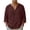 Burgundy, variant on Mens Linen V Neck Shirt Long Sleeve Casual Beach Loose Fit Pullover Tops Soft Breathable Lightweight T-Shirt