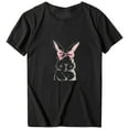 thumbnail image 4 of Women‘s Casual Easter Cute Bunny Print Crew Neck Short Sleeves Loose TShirt Blouse Tops Woman Large Shirt Women Solid Shirt Woman's Shirts Long Sleeved Women's Shirts Womens Long Sleeve T Shirts plus, 4 of 4