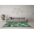 thumbnail image 3 of Ahgly Company Indoor Rectangle Patchwork Turquoise Blue Transitional Area Rugs, 4' x 6', 3 of 4