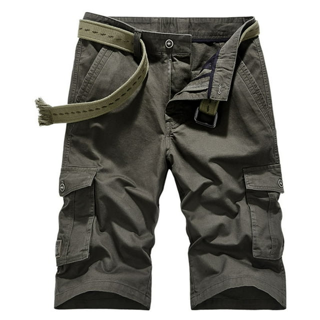 Pantalons de Travail Shorts Cargo pour Hommes Multi-Poches Décontractés Shorts de Plage d'Été Pantalons Shorts de Travail pour Hommes Cargo Vert Armée L