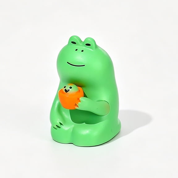 Mini Resin Frog Figurine with Mini Furniture, Desktop & Shelf Decor Ornament