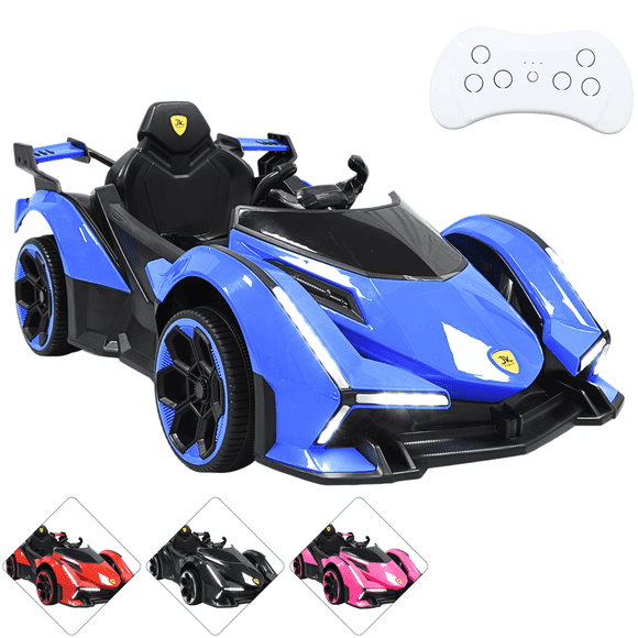 Montable Eléctrico para Niños Deportivo Lambo Luces Sonido Control Remoto Bluetooth Batería 12v - Azul
